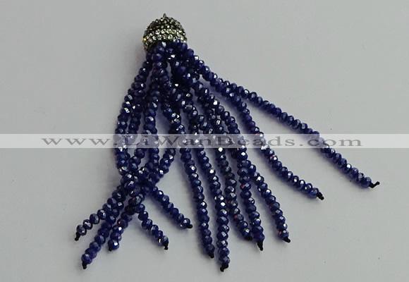 CGP428 2*3mm faceted rondelle handmade chinese crystal tassel pendants