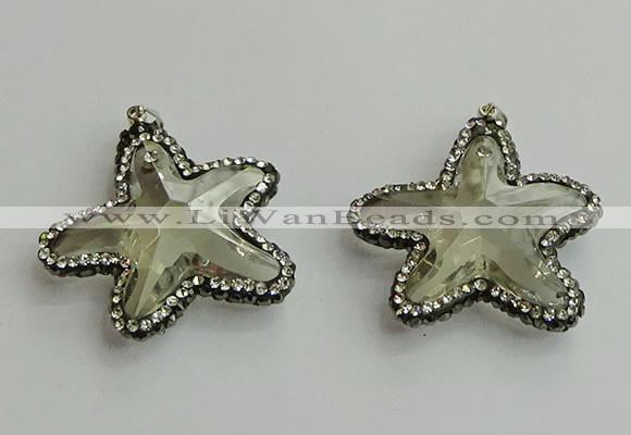 CGP506 35*35mm star crystal glass pendants wholesale