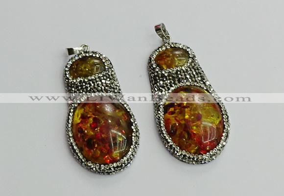 CGP610 35*50mm - 35*55mm freeform synthetic amber pendants