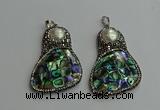 CGP612 35*55mm freeform abalone shell & shell pearl pendants