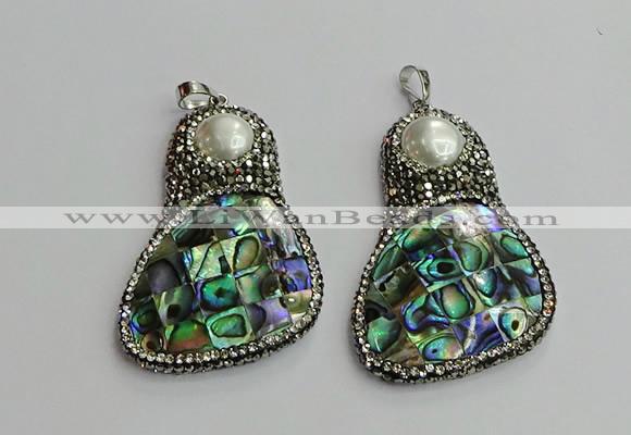 CGP612 35*55mm freeform abalone shell & shell pearl pendants