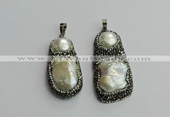 CGP614 22*40mm - 25*50mm freeform pearl pendants wholesale