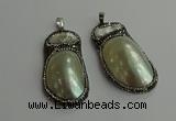 CGP616 25*50mm - 28*55mm freeform shell pearl & pearl pendants