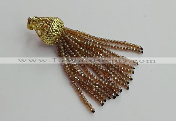 CGP674 2*3mm faceted rondelle handmade chinese crystal tassel pendants