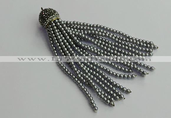 CGP679 3mm round handmade glass beaded tassel pendants wholesale