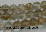 CGQ25 15.5 inches 10mm faceted round gold sand quartz beads