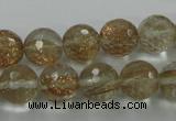 CGQ26 15.5 inches 12mm faceted round gold sand quartz beads