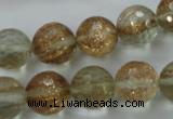 CGQ27 15.5 inches 14mm faceted round gold sand quartz beads