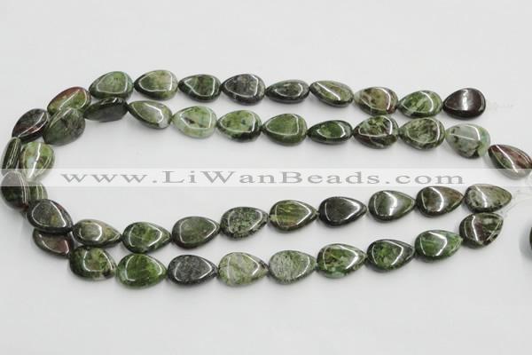 CGR09 16 inches 13*18mm flat teardrop green rain forest stone beads