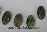 CGR40 Top-drilled 10*18mm marquise green rain forest stone beads