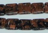 CGS215 15.5 inches 14*14mm square blue & brown goldstone beads wholesale