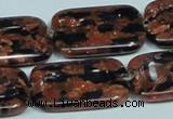 CGS218 15.5 inches 20*30mm rectangle blue & brown goldstone beads