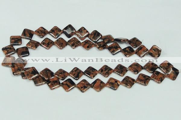 CGS219 15.5 inches 14*14mm diamond blue & brown goldstone beads