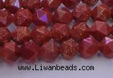 CGS451 15.5 inches 6mm faceted nuggets goldstone beads wholesale