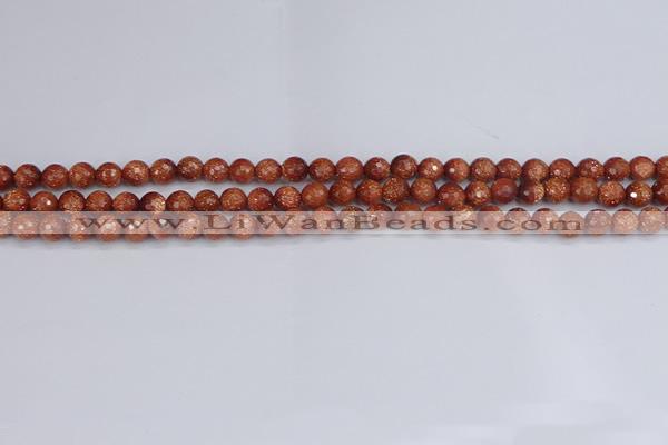 CGS470 15.5 inches 4mm faceted round goldstone beads wholesale