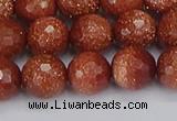 CGS473 15.5 inches 10mm faceted round goldstone beads wholesale