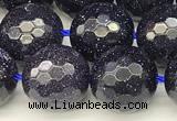 CGS496 15 inches 8mm faceted round blue goldstone beads