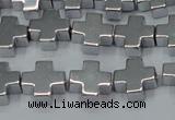 CHE1007 15.5 inches 10*10mm cross plated hematite beads wholesale