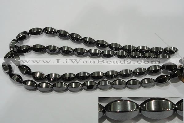 CHE142 15.5 inches 10*16mm faceted rice hematite beads wholesale