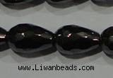 CHE155 15.5 inches 8*12mm faceted teardrop hematite beads