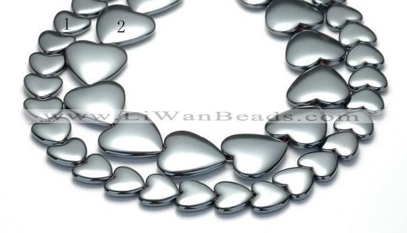 CHE16 16 inches 16mm & 25mm heart shape hematite beads Wholesale