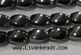 CHE160 15.5 inches 5*8mm twisted rice hematite beads