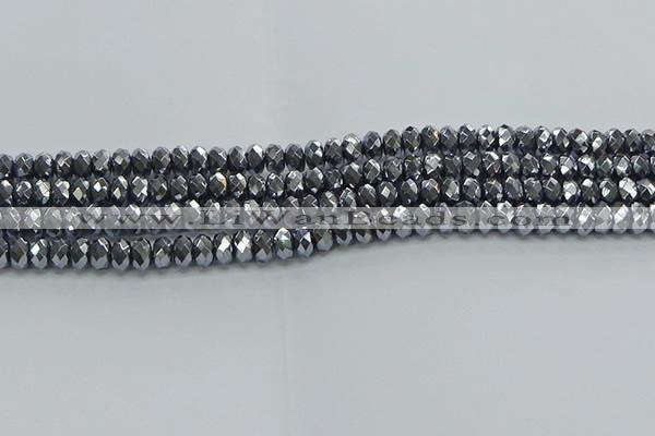 CHE2001 15.5 inches 4*6mm faceted rondelle hematite beads