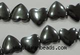 CHE263 Top-drilled 12*12mm heart hematite beads wholesale