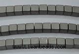 CHE608 15.5 inches 2*2mm cube matte plated hematite beads wholesale