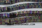 CHE637 15.5 inches 1*4*4mm square matte plated hematite beads