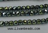 CHE693 15.5 inches 2mm faceted round plated hematite beads