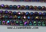 CHE696 15.5 inches 2mm faceted round plated hematite beads