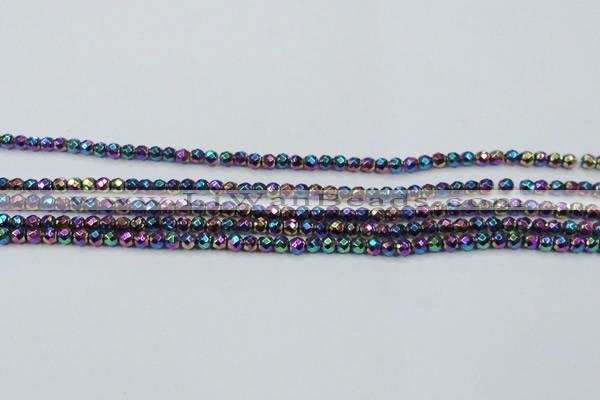 CHE696 15.5 inches 2mm faceted round plated hematite beads