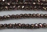 CHE701 15.5 inches 3mm faceted round plated hematite beads