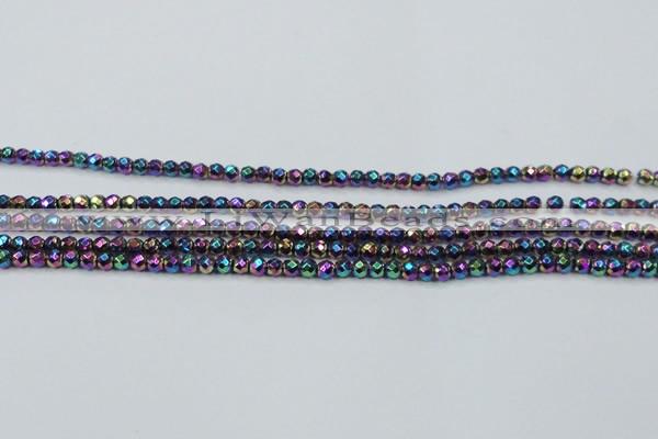 CHE716 15.5 inches 4mm faceted round plated hematite beads