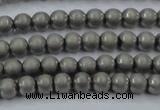 CHE721 15.5 inches 4mm round matte plated hematite beads wholesale