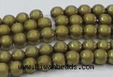 CHE722 15.5 inches 4mm round matte plated hematite beads wholesale