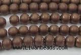 CHE723 15.5 inches 4mm round matte plated hematite beads wholesale