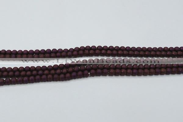 CHE724 15.5 inches 4mm round matte plated hematite beads wholesale