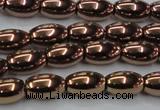 CHE743 15.5 inches 5*8mm rice plated hematite beads wholesale