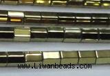 CHE752 15.5 inches 5*8mm faceted tube plated hematite beads