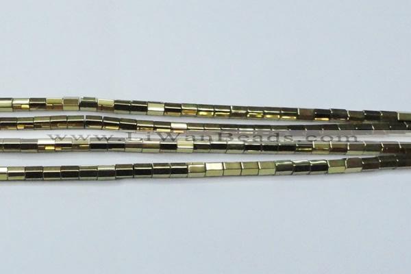 CHE752 15.5 inches 5*8mm faceted tube plated hematite beads