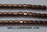 CHE777 15.5 inches 2*2mm drum plated hematite beads wholesale