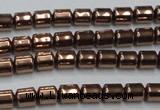 CHE788 15.5 inches 4*4.5mm drum plated hematite beads wholesale