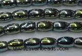 CHE814 15.5 inches 5*8mm rice plated hematite beads wholesale