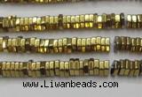 CHE827 15.5 inches 1*2mm hexagon plated hematite beads wholesale