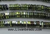 CHE836 15.5 inches 1*3mm hexagon plated hematite beads wholesale