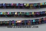 CHE838 15.5 inches 1*3mm hexagon plated hematite beads wholesale