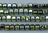 CHE869 15.5 inches 4*4mm dice platedhematite beads wholesale