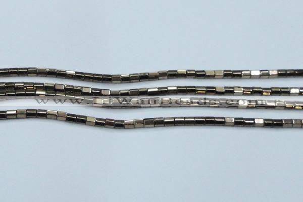 CHE887 15.5 inches 2*2mm faceted tube plated hematite beads wholesale